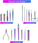 2020 New Rainbow Manicure Kits 18 Pcs Nail Clippers for Women Gift SFYDOM Women's Rainbow Leather Manicure Set (18-RainbowManicure Kits) - Image 8